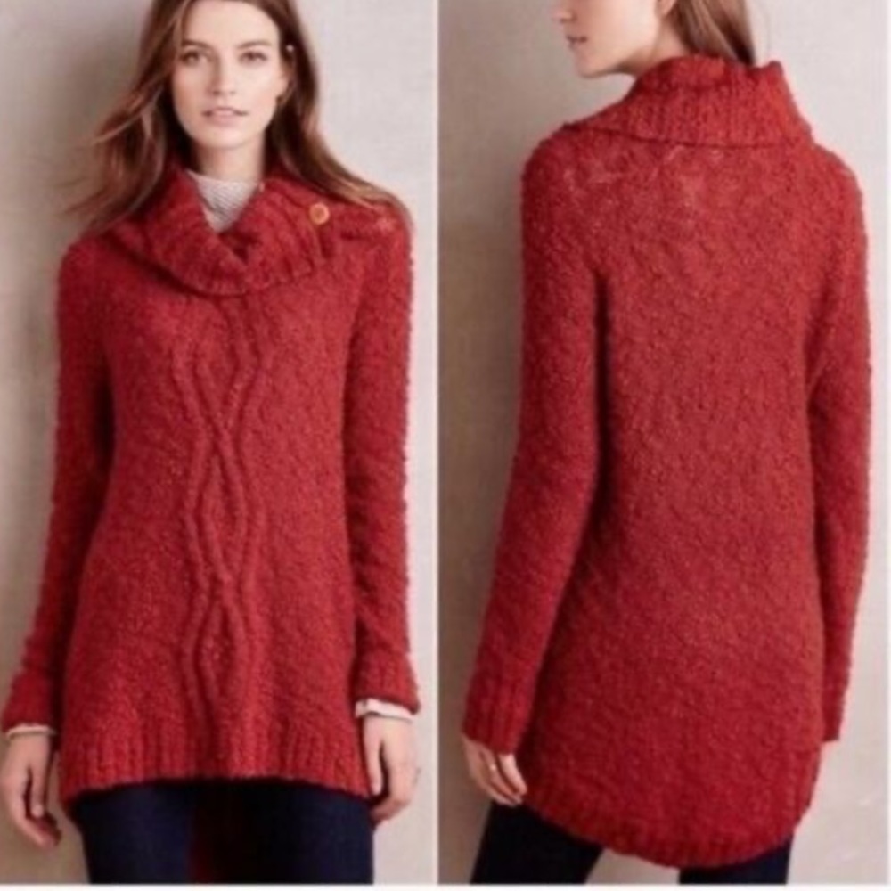 Anthropologie | Cowl Neck Cable Knit Sweater